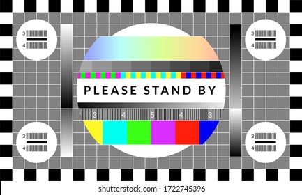 Retro Tv Test Screen. Old Calibration Chip Chart Pattern