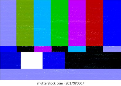 Retro VHS Tracking RGB CYMK Color Bars For Calibrating Chroma Luminance With Glitch Texture