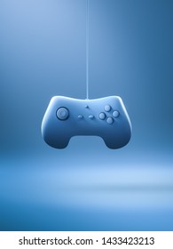 Retro video game controller on a blue background / 3D render, Illustration
