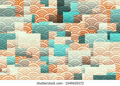 retro vintage abstract patchwork background  on grungy paper