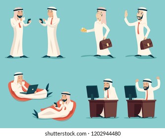 Retro Vintage Successful Arab Businessman Working Stock Vector (Royalty ...