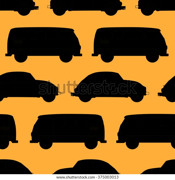 Retro, vintage, travel, camper van and\
small car, seamless pattern. art\
illustration.