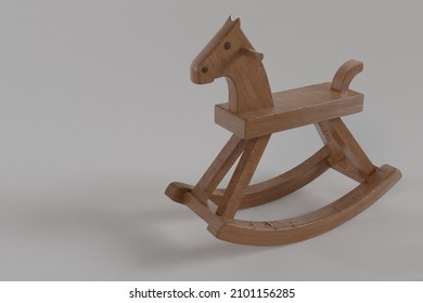 Retro wooden rocking horse isolated in white background - 3d rendering