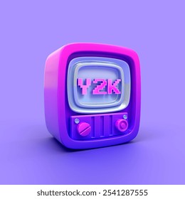 "Retro Y2K-inspired television icon design, featuring bold, vibrant colors and a nostalgic aesthetic reminiscent of early 2000s digital culture. This graphic showcases the classic TV set silhouette wi - Powered by Shutterstock