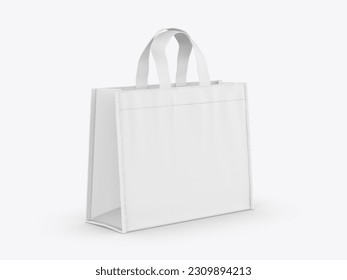 Reusable Canvas tote Cloth Shopping bag mockup of fabric with handle. Template of black and white cotton eco bag. 3d illustration.