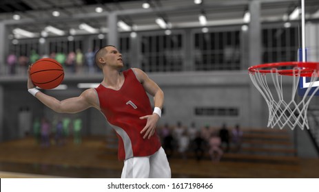 Revenge Dunk From Highschool Basketball Player In Court 3d Rendering