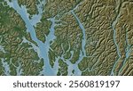 Revillagigedo Island in the The Coastal Waters of Southeast Alaska and British Columbia on a colored elevation map