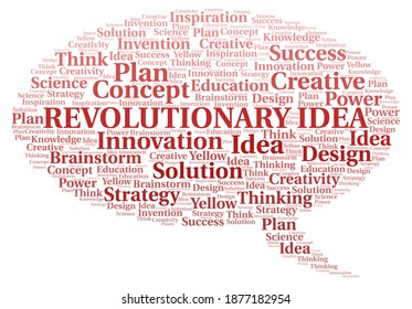 Revolutionary Idea Typography Word Cloud Create With The Text Only.