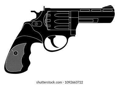 Revolver Black Drawing Illustration Isolated On Stock Illustration ...