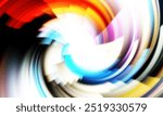 Revolving Light show background. Ethereal energetic swirl rotation with vivid colors. Colorful vibrant motion illustration. Promotional background. Celebration graphic.