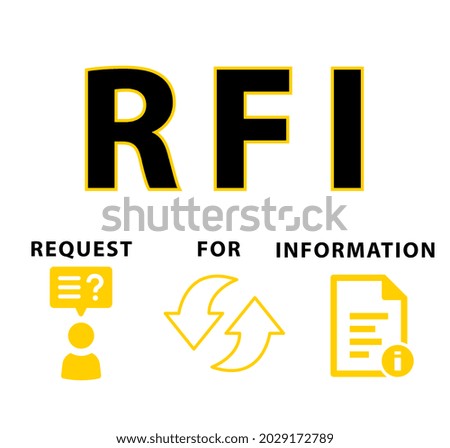 RFI Request For Information with simple icon and keyword on white background