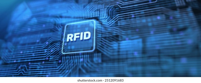 RFID Radio Frequency Identification technology concept on virtual screen.