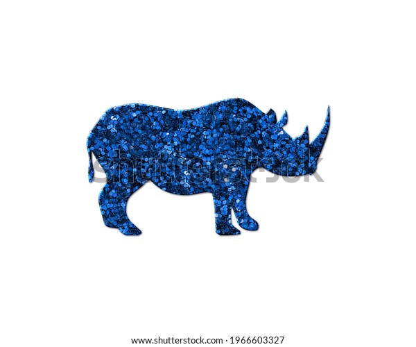 サイの動物の輝く青のアイコンロゴシンボル 3dイラスト のイラスト素材