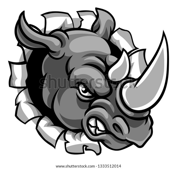 angry rhinoceros drawing