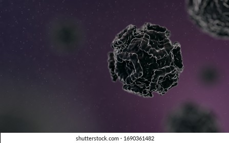 Rhinovirus Picornavirus Microscope View Floating CGI 3D