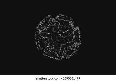 Rhinovirus Picornavirus Microscope View Single Isolated Black Background Modern Colors Floating CGI 3D