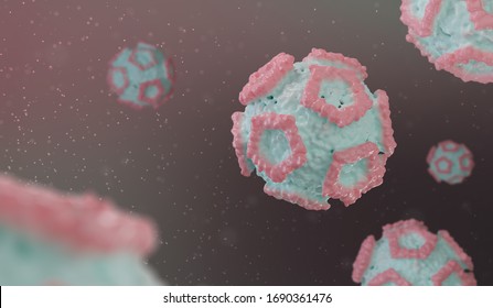 Rhinovirus Picornavirus Modern Colors Floating CGI 3D