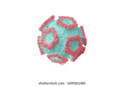 Rhinovirus Picornavirus Single Isolated White Background Modern Colors Floating CGI 3D