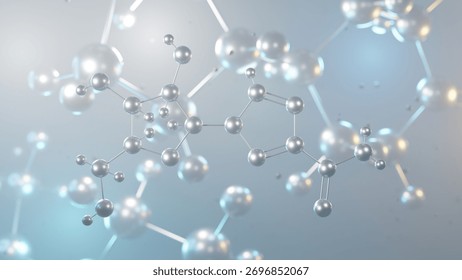 ribavirin molecular structure, 3d model molecule, antiviral medication structural chemical formula view from a microscope