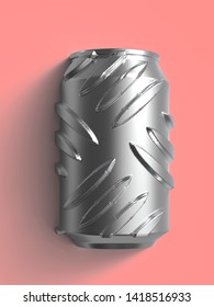 Ribbed 12 Oz Soda Can On A Sweet Pink. 3D Render.