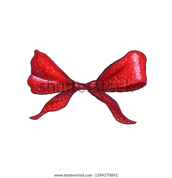 Ribbon Knot Handdrawn Raster Illustration Realistic Stock Illustration