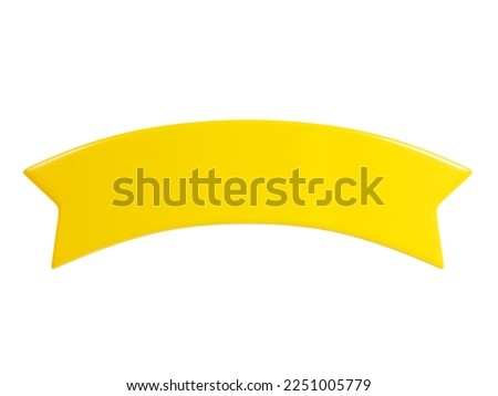 Ribbon text banner 3d render illustration - simple title frame in form of double yellow tape for sale or promotion message. Award or congratulation tag. Headline plastic badge or. 3D Illustration