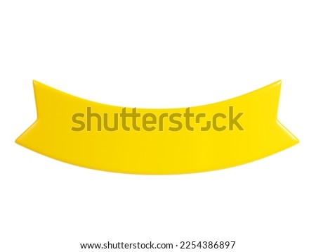 Ribbon text banner 3d render illustration - simple title frame in form of double yellow tape for sale or promotion message. Award or congratulation tag. Headline plastic badge or. 3D Illustration