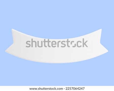 Ribbon text banner 3d render illustration - simple title frame in form of double white tape for sale or promotion message. Award or congratulation tag. Headline plastic badge or label. 3D Illustration