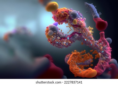 Ribosome transcoding DNA concept, advanced gene therapy for mRNA treatments 3d rendering