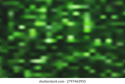 A rich abstract composition of deep green hues, forming a pixelated, blurry texture with a distinct grainy film effect. Ideal for natural concepts.