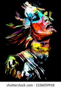 Rich Color Paint Series. Abstract Portrait On The Subject Of Art, Energy, Creativity And Emotion.