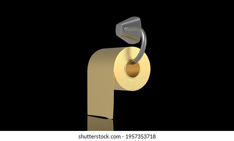 Rich Gold Toilet Paper 3d Render