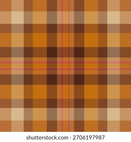 Rich plaid pattern blending date fruit brown, bittersweet chocolate, and aged papyrus beige.