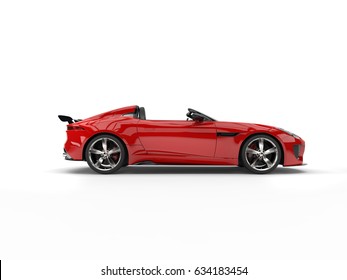 Rich Red Convertible Sports Car - Side View - 3D Illustration
