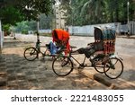 Rickshaw Puller Resting Above Rickshaw Sit , Dhaka, Bangladesh | Watercolor Painting