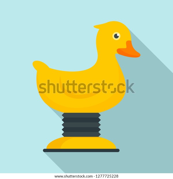 Riding kid duck icon. Flat illustration of riding\
kid duck icon for web\
design