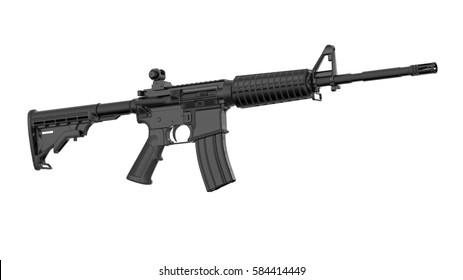 Rifle.  3D rendering.
