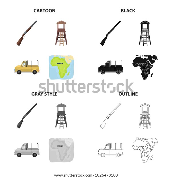Rifle,\
hunting, safari, and other web icon in cartoon style.Africa,\
equator, tropics, icons in set\
collection.