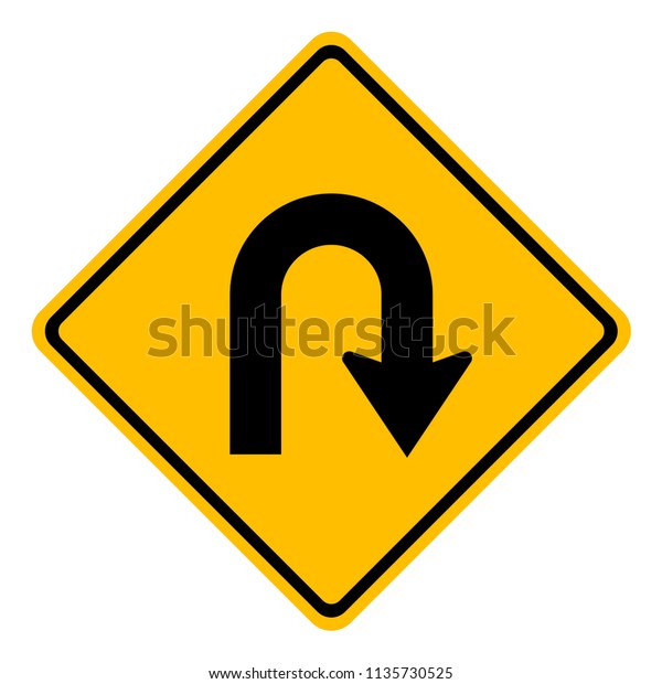 Right Uturn Ahead Traffic Sign Road Stock Illustration 1135730525 ...