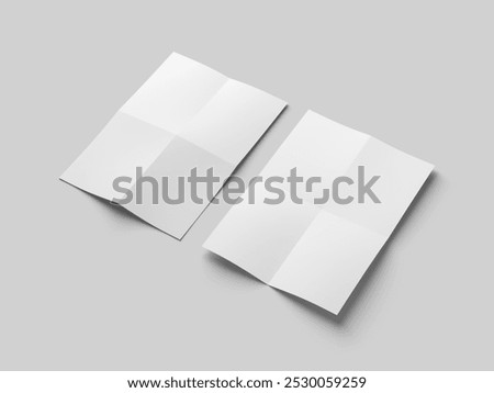Right view two folded paper mockup