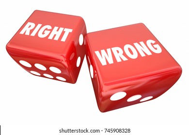 Right Vs Wrong Rolling Dice True False Correct Incorrect 3d Illustration