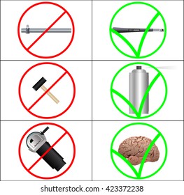 Right And Wrong Industrial Hand Tools Using Sign