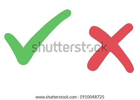 Right and wrong mark picture on white background