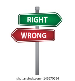 Right Wrong Way Right Wrong Decision Stock Illustration 1735521482