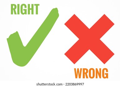 Right Wrong Sign Green Red Colour Stock Illustration 2203869997 