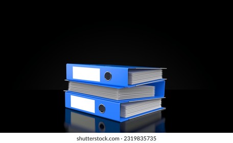 Ring binders on black background. 3d illustration
