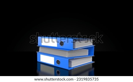 Ring binders on black background. 3d illustration