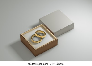 Ring Box Mockup On White Background; 3D; 3D Illustration