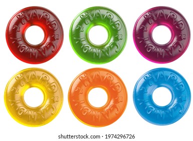 Ring Hard Candy. Isolated White Background. 3d Illustration
