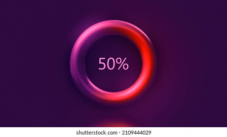 Ring With Loading Percent Charge. Motion. Loading Percentages Of Charging Or Process On Device. Background With The Image Of Charging Percentages